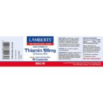 Healthwise Lamberts Thiamin 100mg Capsules 90s Label